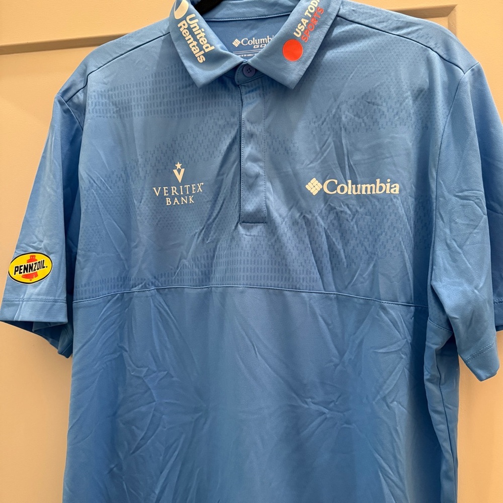 Columbia Men's Blue Golf Shirt-Ryan Palmer